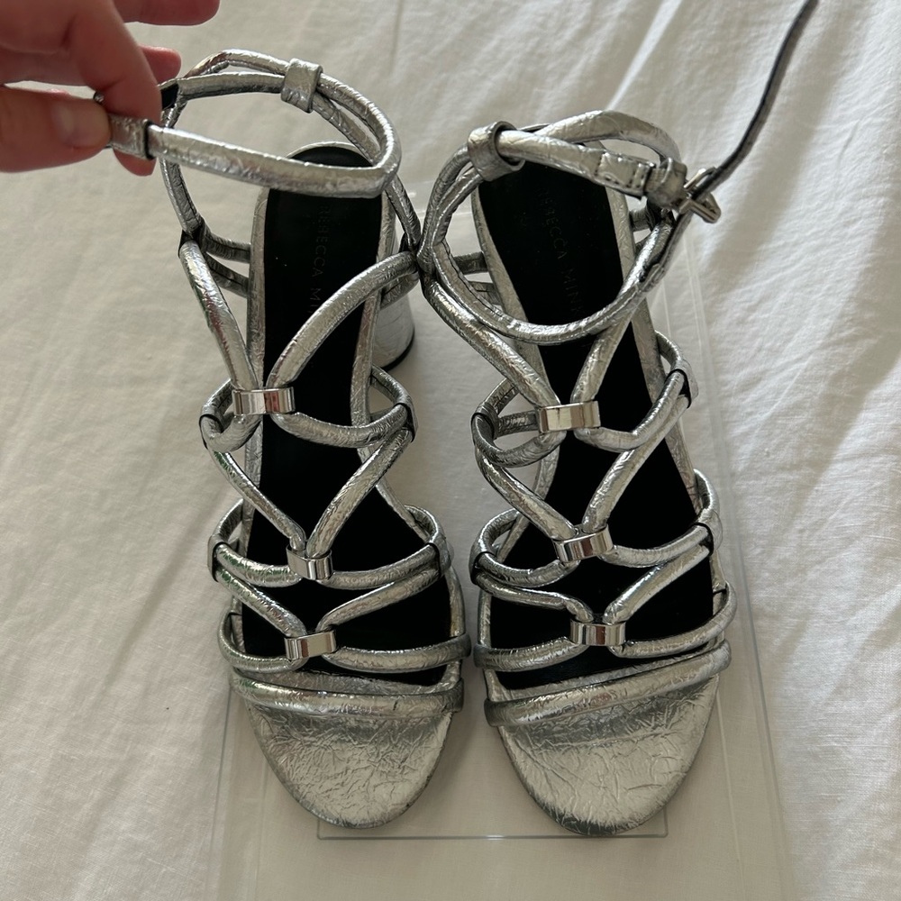 Rebecca Minkoff Silver Strappy Heels
